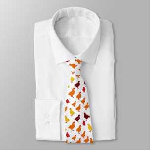 Fun Yellow and Orange Chicken Pattern Tie