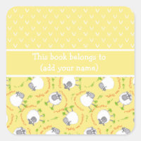Fun Yellow and White Bookplates with Comic Sheep