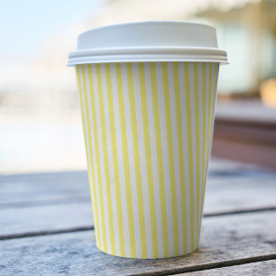 Fun, Yellow and White Diagonal Striped  Paper Cups