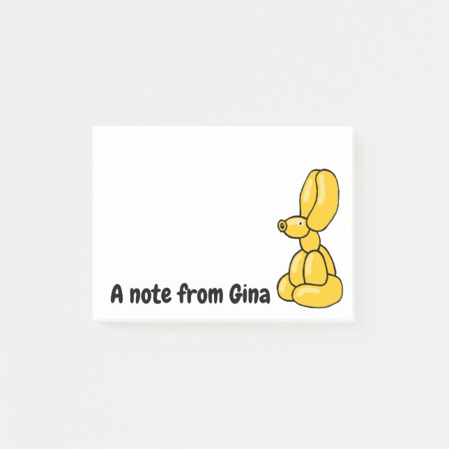 Fun yellow balloon bunny rabbit post-it notes (Front)