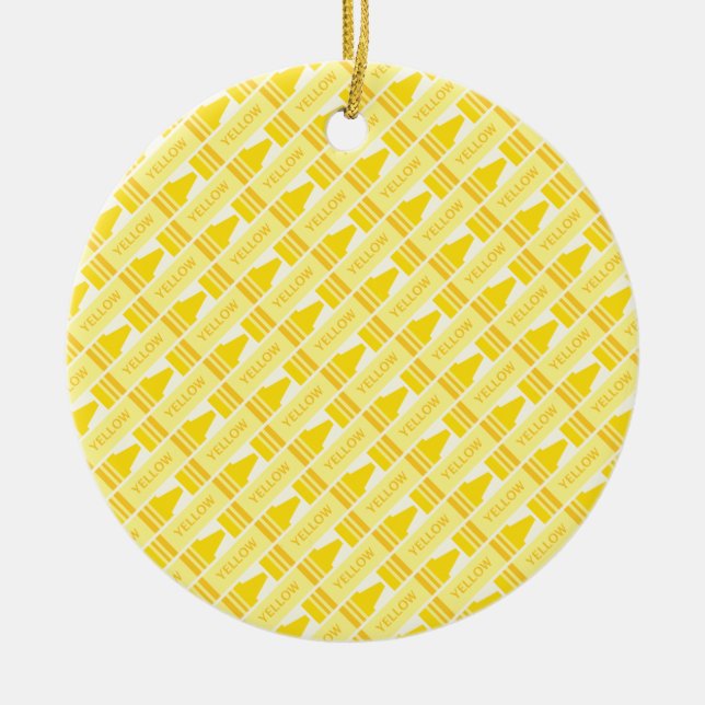 Fun Yellow Crayon Pattern Ceramic Tree Decoration (Front)