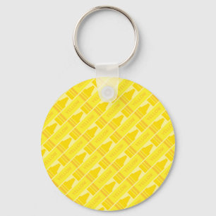 Fun Yellow Crayon Pattern Key Ring