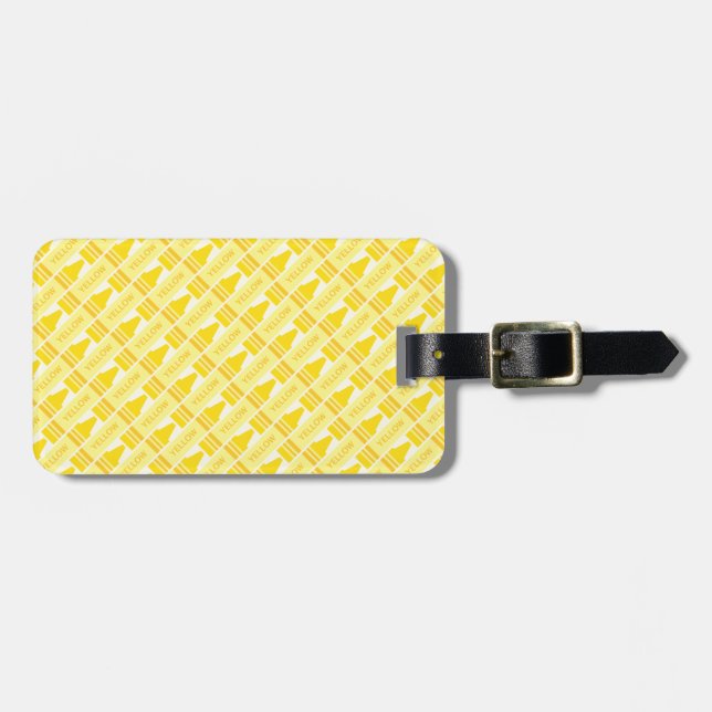Fun Yellow Crayon Pattern Luggage Tag (Front Horizontal)