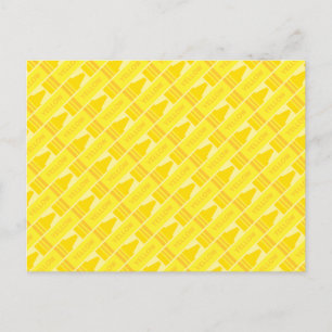 Fun Yellow Crayon Pattern Postcard