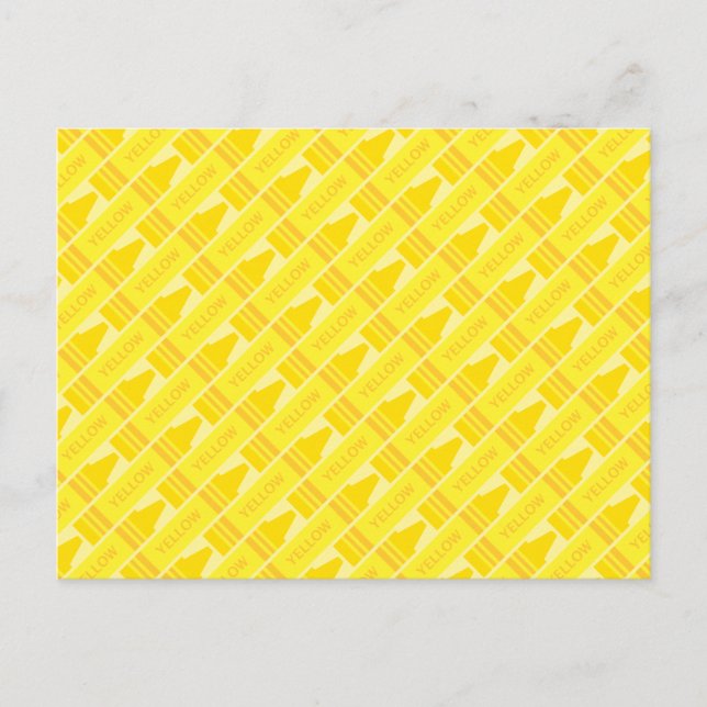 Fun Yellow Crayon Pattern Postcard (Front)