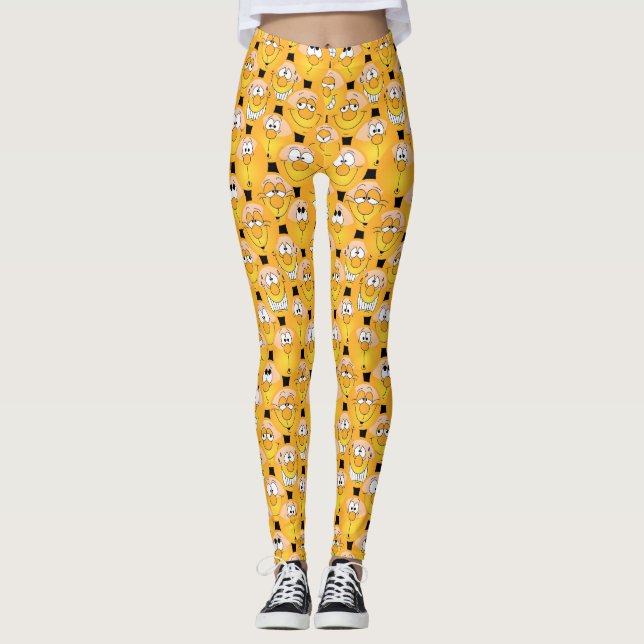 Fun Yellow Emoji Trendy Design Leggings (Front)