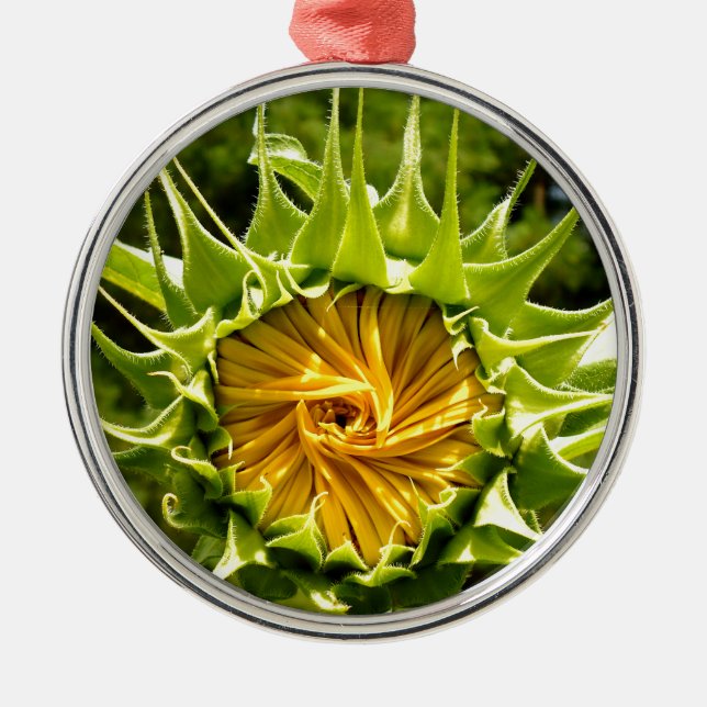 Fun yellow floral Sunflower Metal Tree Decoration (Front)