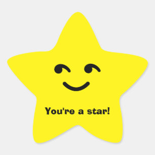 Fun Yellow Happy Smiling Face You're A Star School Star Sticker