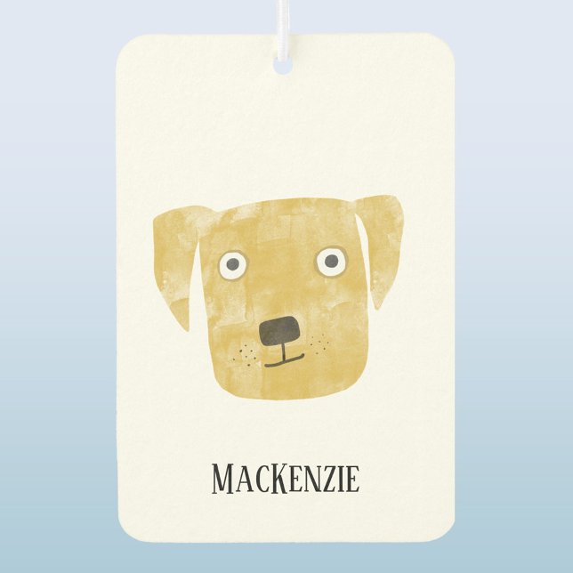 Fun Yellow Labrador Retriever Dog Personalised Car Air Freshener (Golden yellow labrador retriever dog personalized custom name car or vehicle air freshener)
