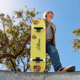 Fun yellow Ladybug  Skateboard