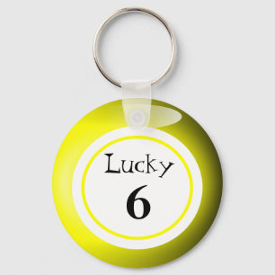 Fun Yellow Lucky Number Bingo Ball Theme Key Ring