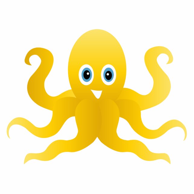 Fun yellow octopi photo sculpture decoration (Front)