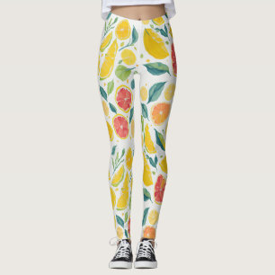Fun Yellow Orange Citrus Fruit Watercolor Leggings