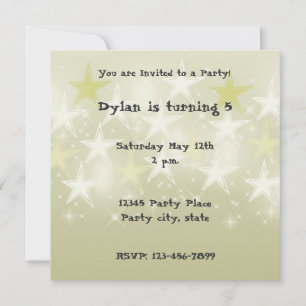 Fun Yellow Stars Personalised Birthday Invitation