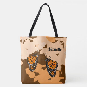 Fun Your Name Orange Monarch Butterfly Pair Tote Bag