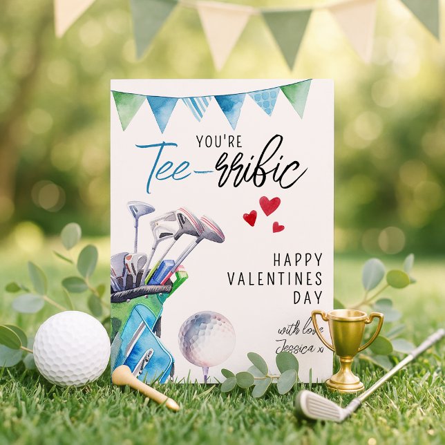 Fun You're Tee-rrific Golf Theme | Valentines Day Holiday Card (Creator Uploaded)