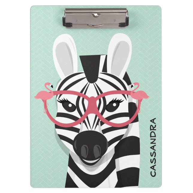 Fun Zebra Animal Kids Name Clipboard (Front)