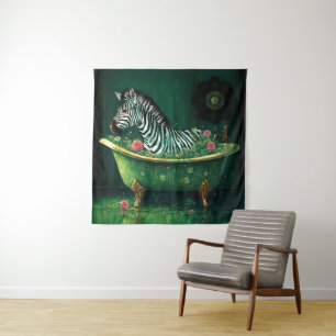 Fun Zebra in a Bathtub Tapestry