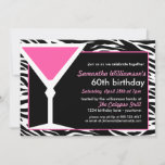 Fun Zebra Pink 60th Birthday Invitations<br><div class="desc">A classy,  elegant and fun way to announce the upcoming 60TH birthday party you're hosting with these great invitations.</div>