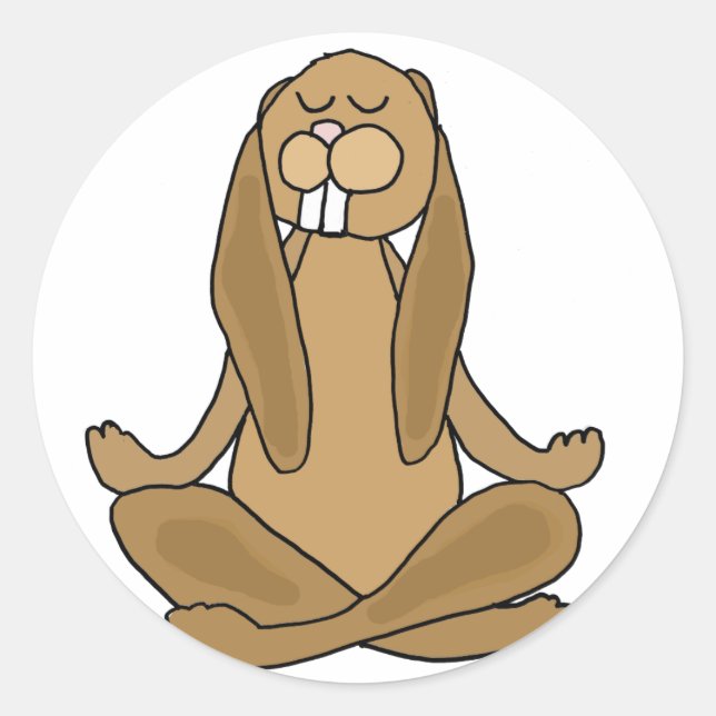 Fun Zen Bunny Rabbit in Yoga Pose Classic Round Sticker (Front)
