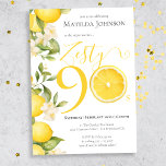 Fun Zesty Lemon 90th Birthday Party Invitation<br><div class="desc">Fun Zesty Lemon 90th Birthday Party Invitation. Ignite your celebration with our Zesty Lemon Adult Milestone Birthday Party theme! Bursting with energy and vibrancy, this lively design sets the stage for a fun-filled gathering. From the spirited hues of yellow to the playful accents, every detail exudes joy and excitement, this...</div>