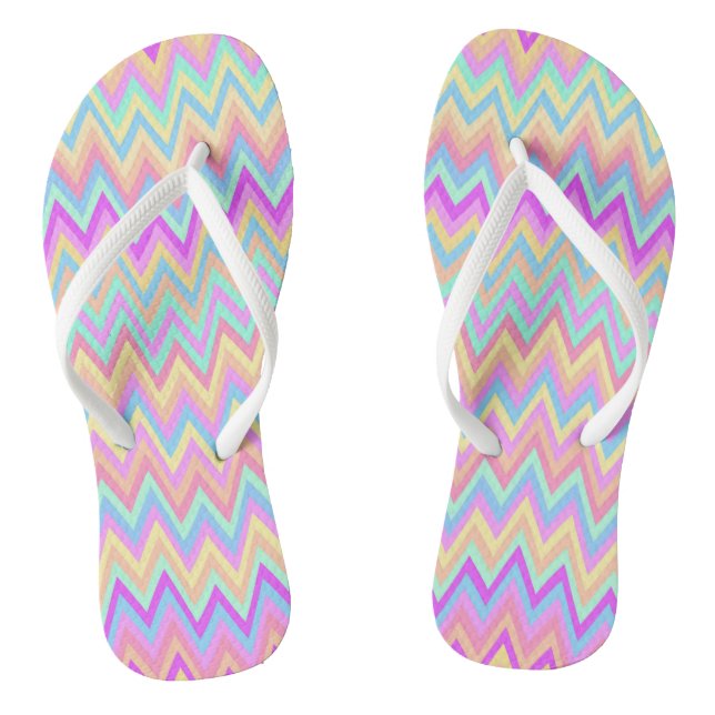 Fun Zigzag Bright Colours Flip Flops (Footbed)