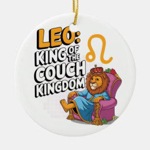 Fun Zodiac Leo design Ceramic Tree Decoration