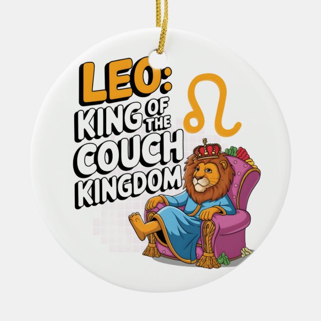 Fun Zodiac Leo design Ceramic Tree Decoration (Front)