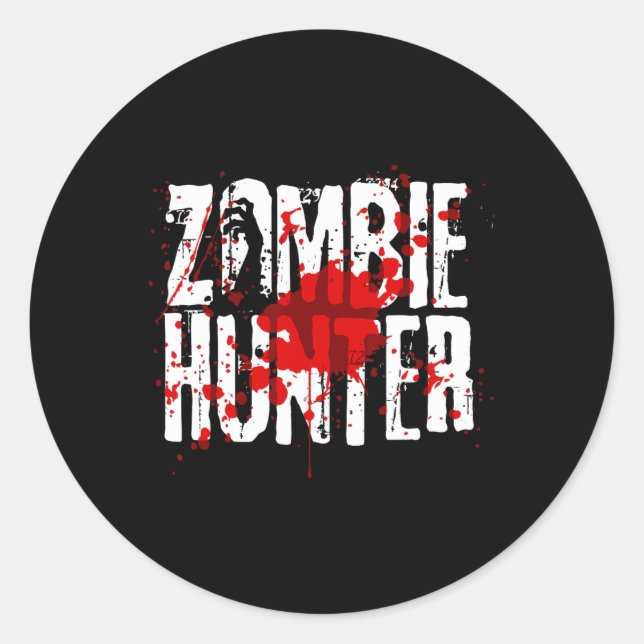 Fun Zombie Hunter Design For Boys Girls Halloween  Classic Round Sticker (Front)