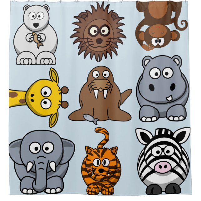 Fun Zoo Animals Shower Curtain (Front)