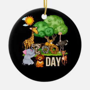 Fun Zoo Day Cute Animals School Field Trip Safari  Ceramic Tree Decoration