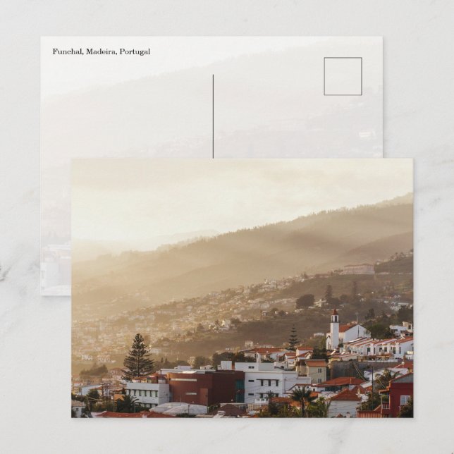 Funchal city sunset, Madeira Postcard (Front/Back)