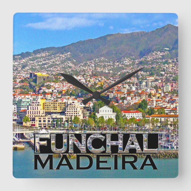 Funchal Square Wall Clock (Front)