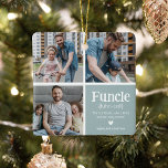 Funcle 3 Photo Collage Definition Cute Christmas Ceramic Ornament<br><div class="desc">Cute Funcle Christmas Ornament. Perfect gifts for a FUN UNCLE! Simply upload 3 of your favourite pictures,  customise the definition and personalise by adding name/s.</div>