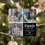 Funcle 3 Photo Collage Definition Cute Christmas Ceramic Ornament<br><div class="desc">Cute Funcle Christmas Ornament. Perfect gifts for a FUN UNCLE! Simply upload 3 of your favourite pictures,  customise the definition and personalise by adding name/s.</div>