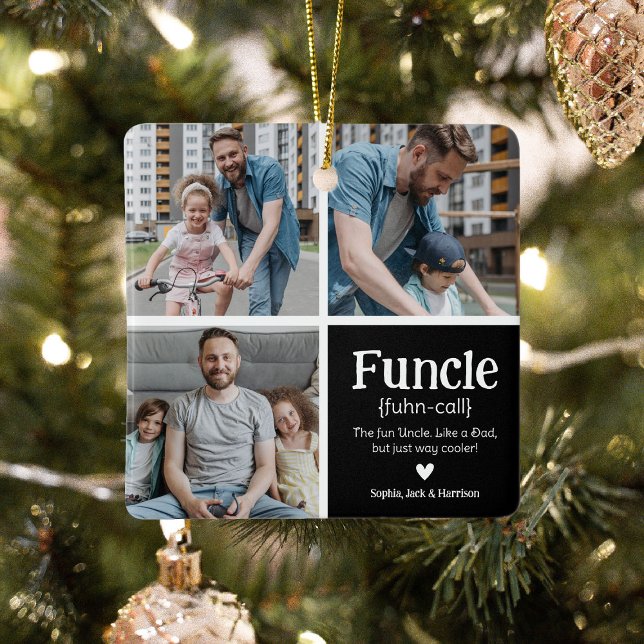 Funcle 3 Photo Collage Definition Cute Christmas Ceramic Ornament (Creator Uploaded)