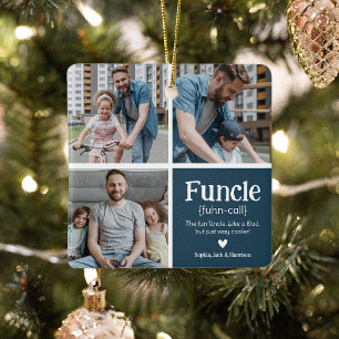 Funcle 3 Photo Collage Definition Cute Christmas Ceramic Ornament
