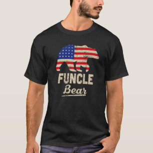 Funcle Bear American Flag Distress  For Men T-Shirt