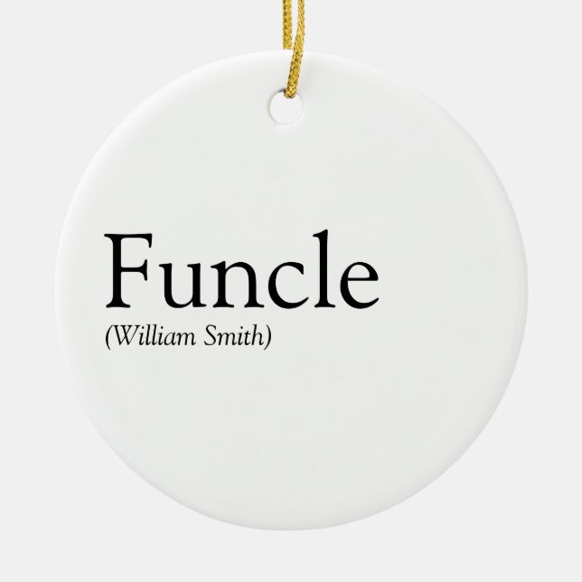 Funcle Cool Fun Uncle Modern Black and White Ceramic Tree Decoration (Front)