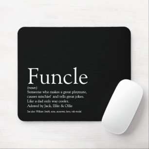 Funcle Uncle Fun Cool Modern Black and White Mouse Mat