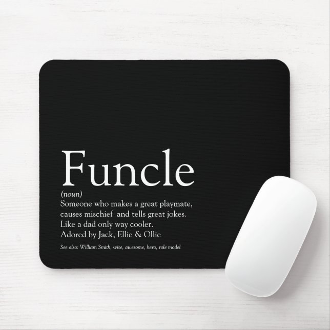 Funcle Uncle Fun Cool Modern Black and White Mouse Mat (With Mouse)