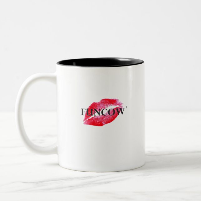 FUNCOW PINK KISS Two-Tone COFFEE MUG (Left)