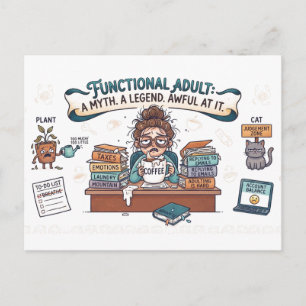 Functional Adult Funny Cartoon Illustration Postcard