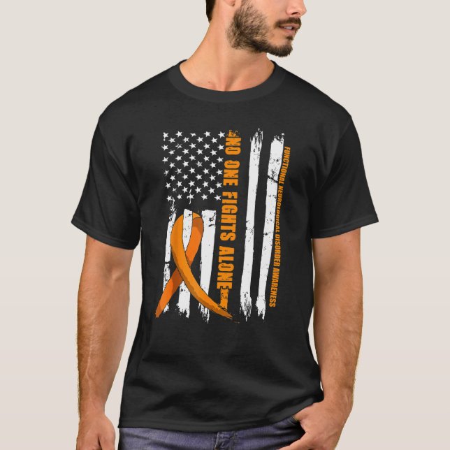 Functional Neurological Disorder FND Orange Ribbon T-Shirt (Front)
