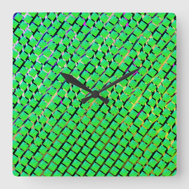 Fund yellow and dark trace, squared bright green. square wall clock (Front)