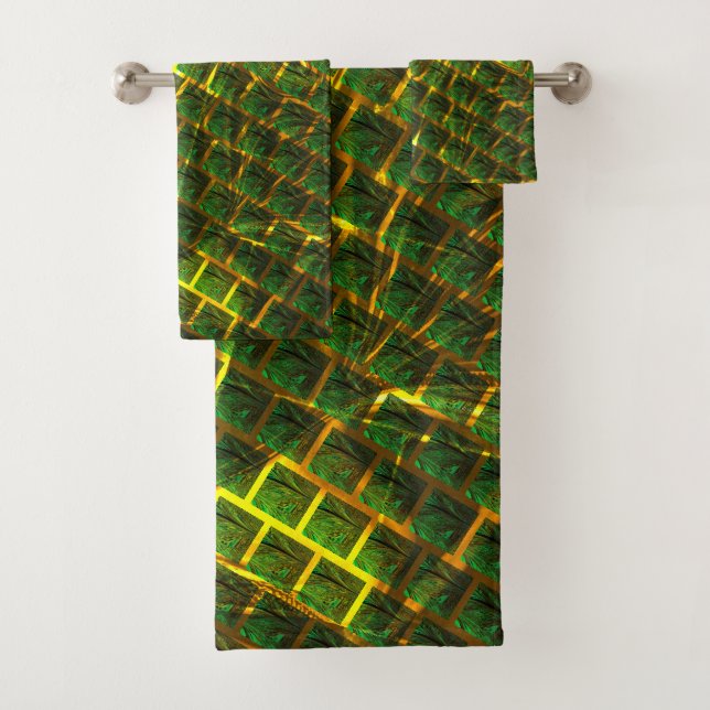 Fundo com imagem verde sob grade dourada? bath towel set (Insitu)