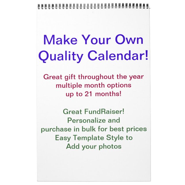 Fundraiser Calendar DIY Calendar (Cover)