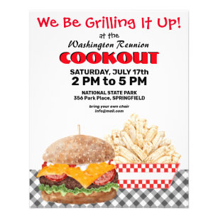 Fundraiser Cookout Barbecue Fast Food Gingham Flyer