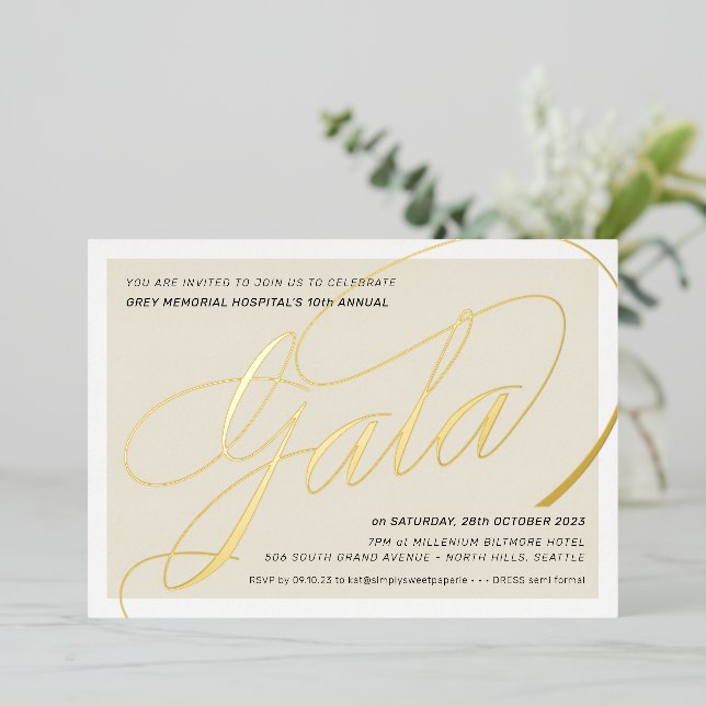 FUNDRAISING GALA elegant calligraphy ivory gold Fo (Standing Front)