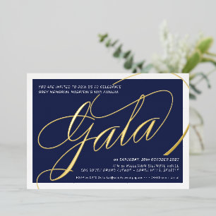 FUNDRAISING GALA elegant calligraphy navy gold
